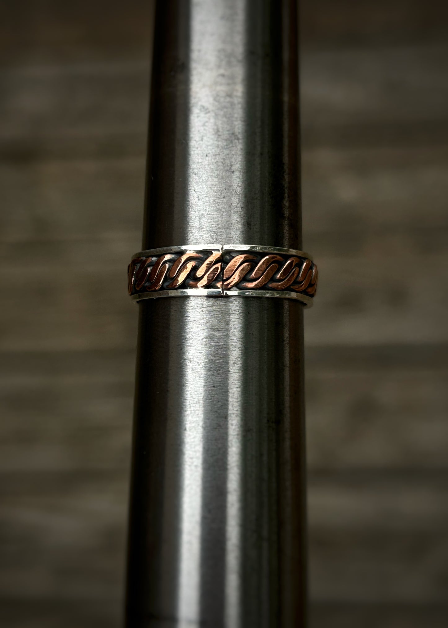 Double twist // 4-wire braid // Sterling silver and copper // wrapped ring band // braided //handmade ring // mixed metals // comfortable