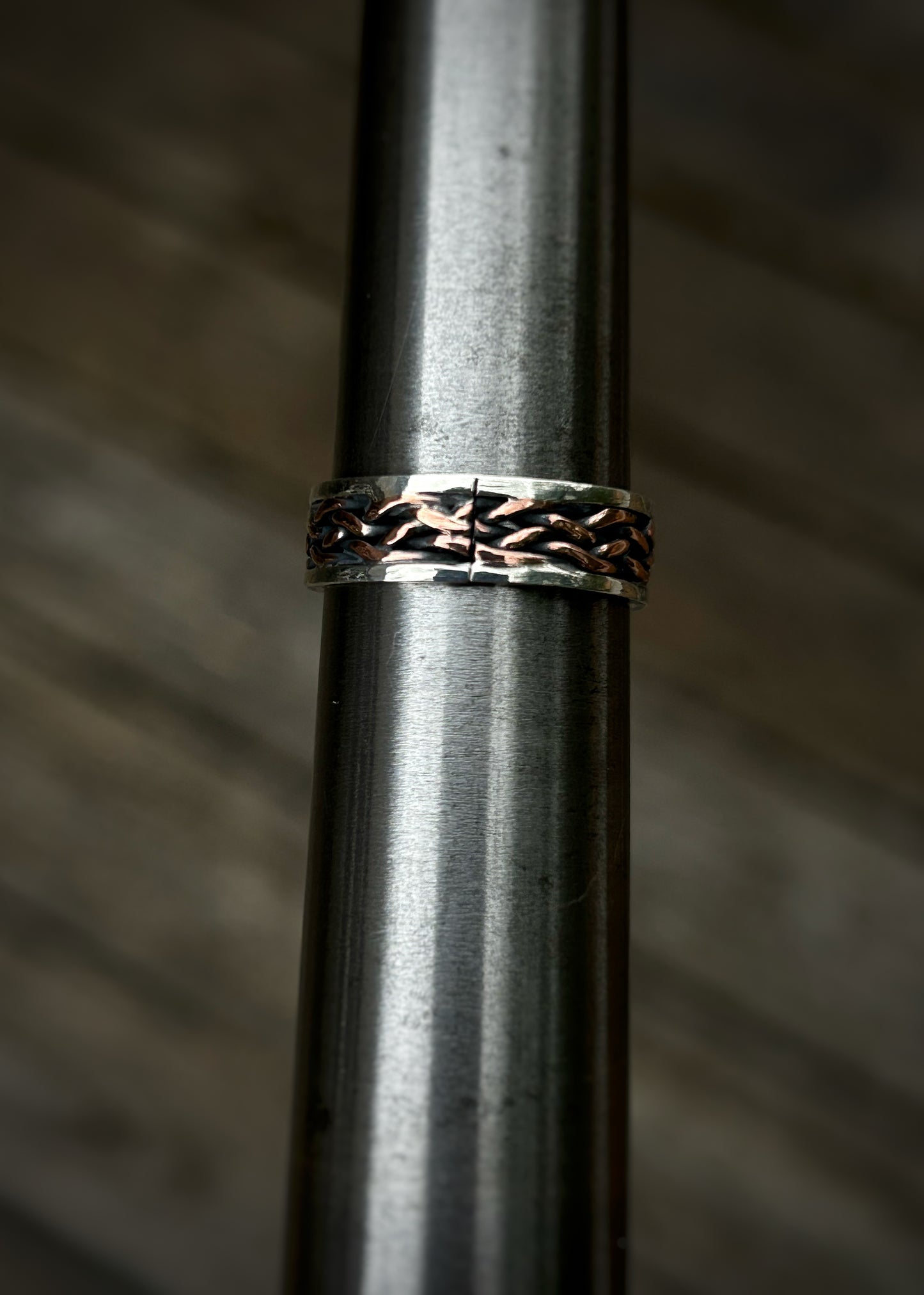 5 strand twisted copper braid // Sterling silver and copper // wrapped ring band // braided //handmade ring // mixed metals // comfortable