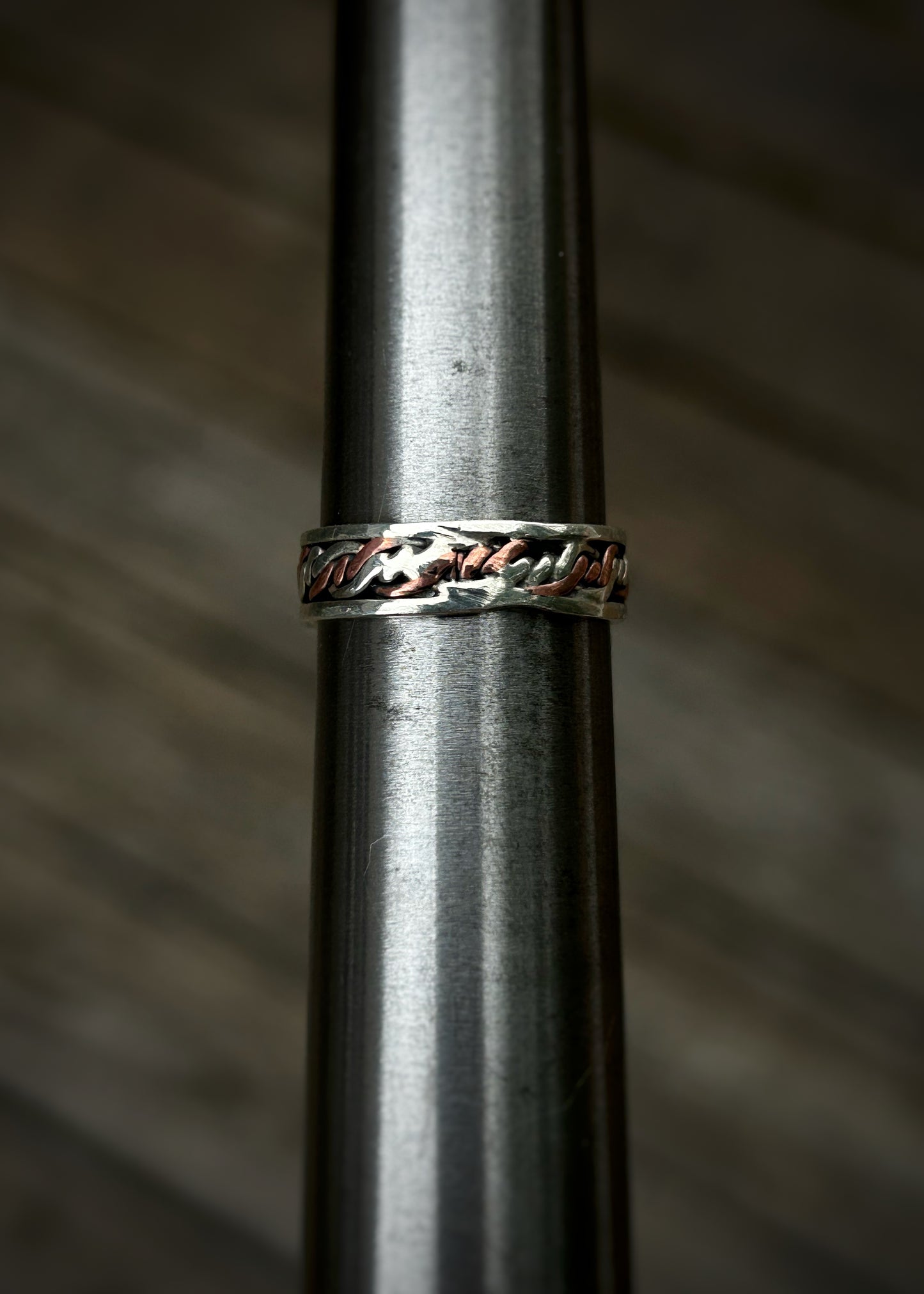 Triple twist 4-strand braid // Sterling silver and copper // wire wrapped ring band // braided //handmade ring // mixed metals