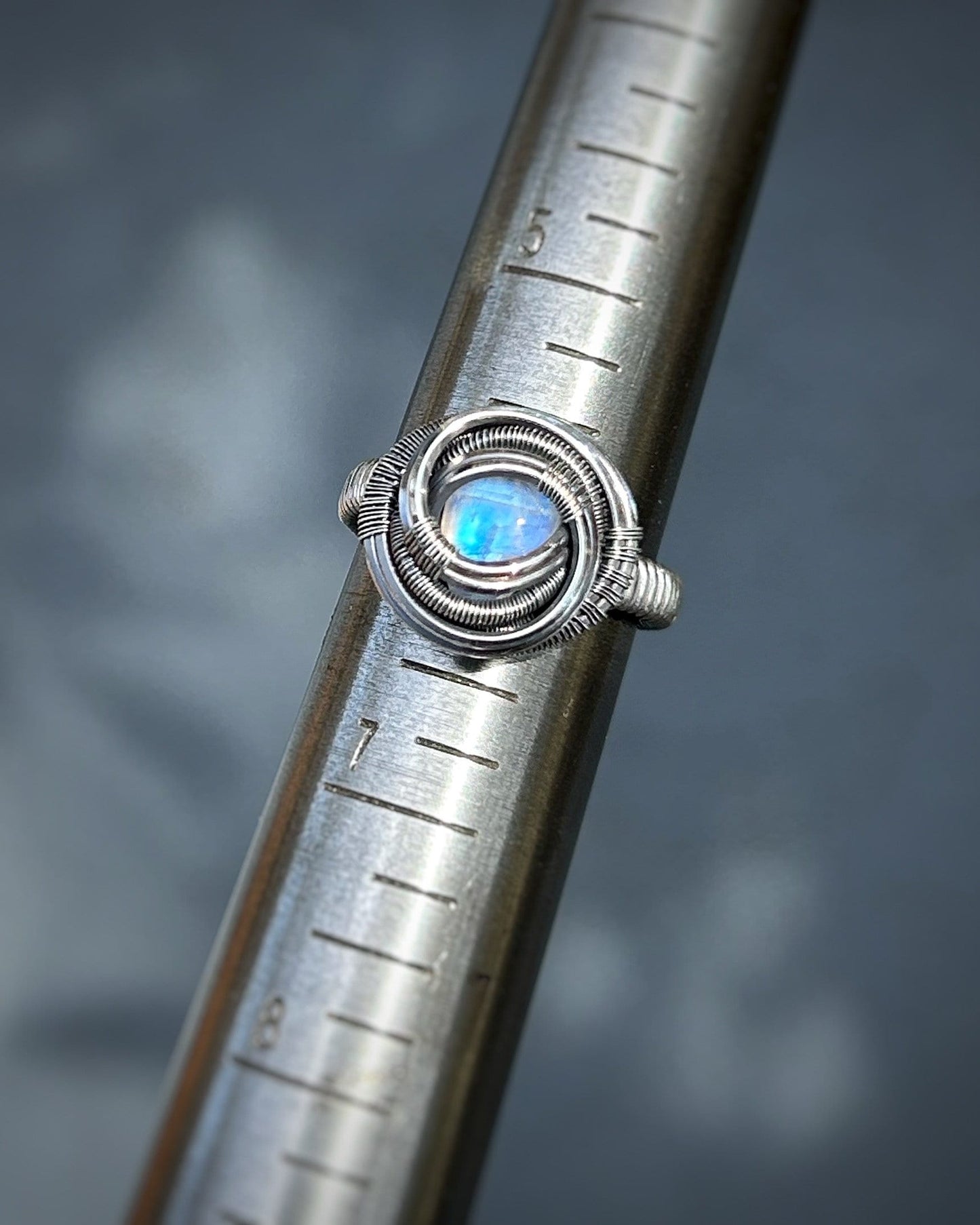 Moonstone Ring // Size 6 // Sterling Silver // Handmade Wire Wrap // Wrapped Ring // Festival Jewelry // Wire Flow // Art