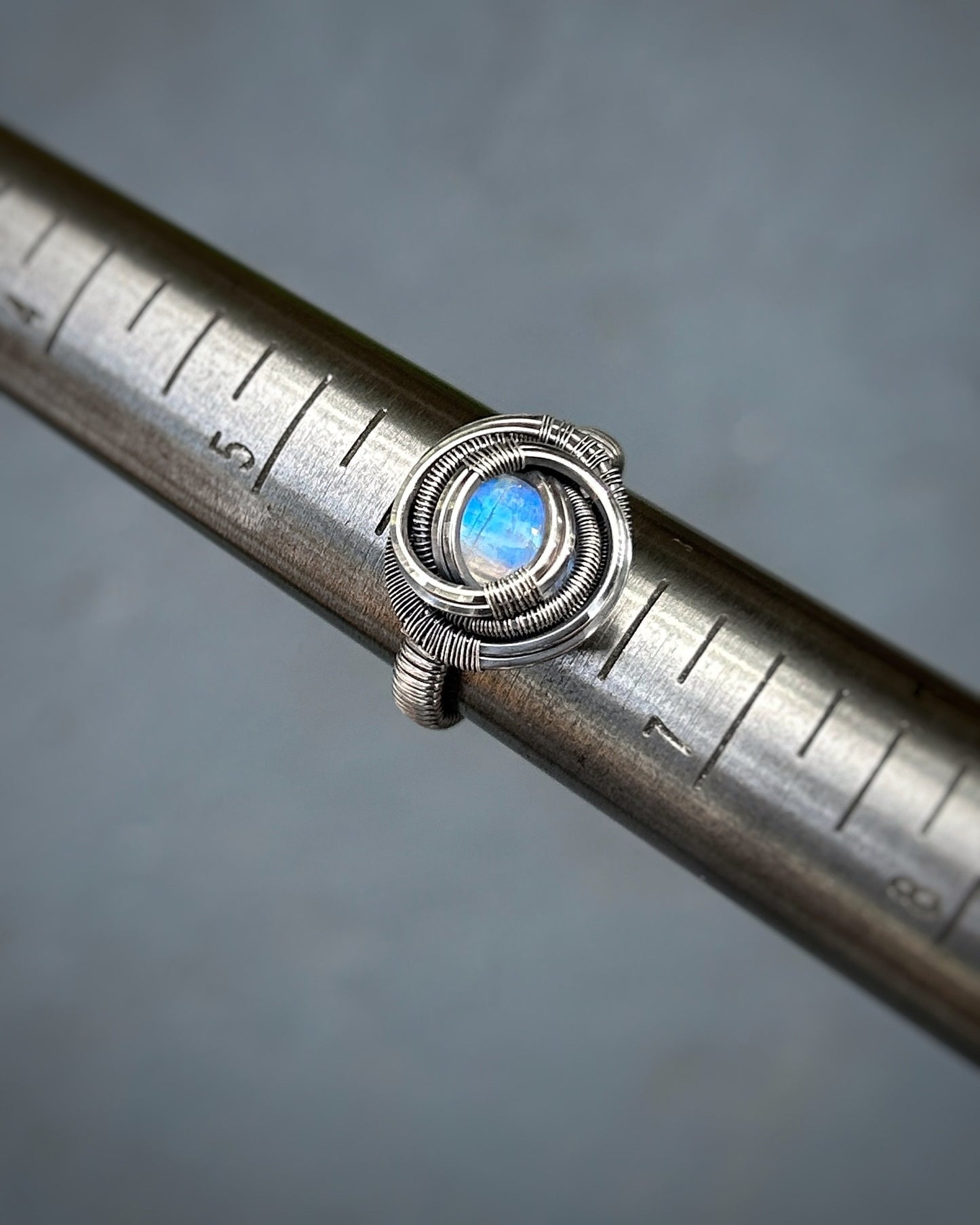 Moonstone Ring // Size 6 // Sterling Silver // Handmade Wire Wrap // Wrapped Ring // Festival Jewelry // Wire Flow // Art