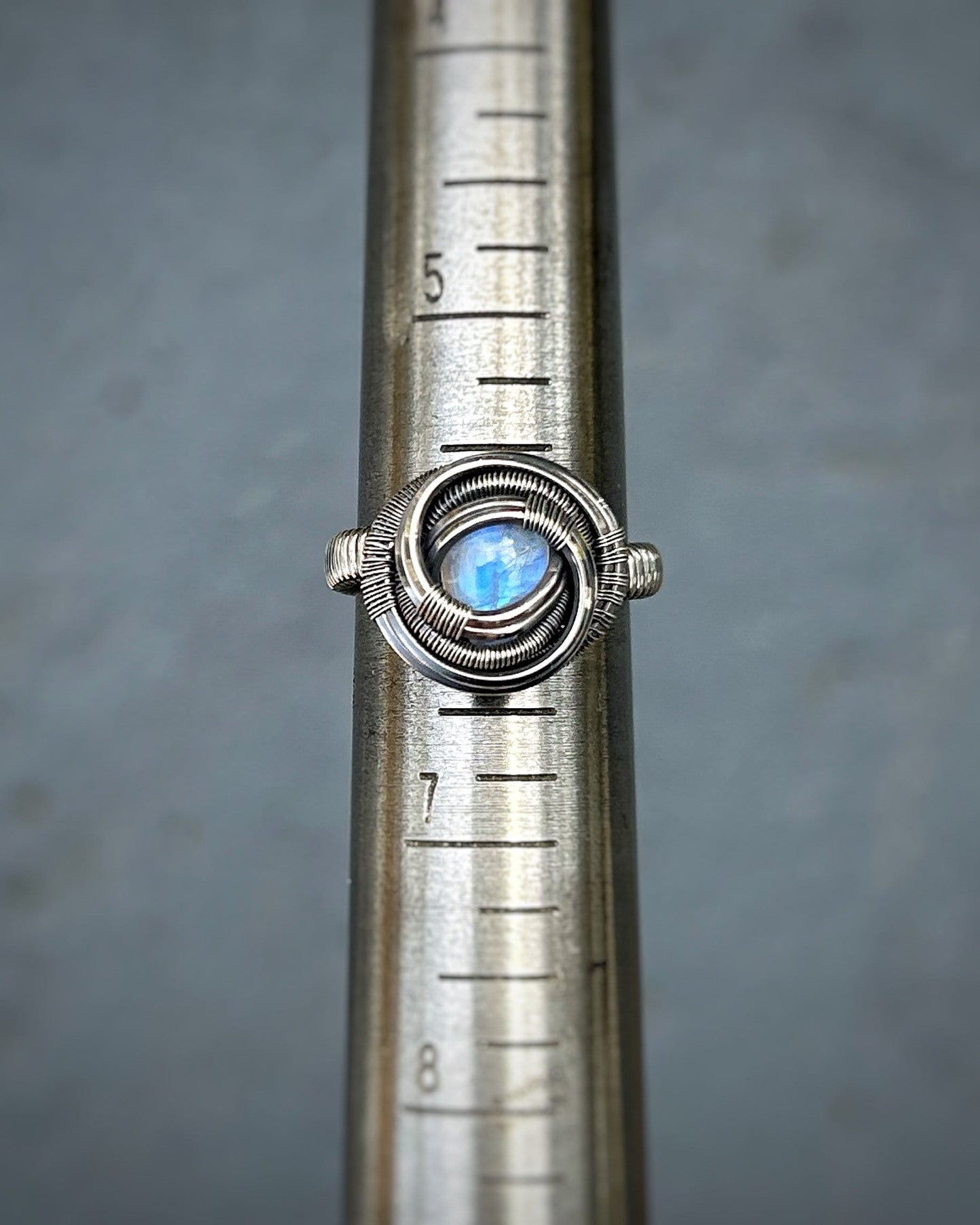 Moonstone Ring // Size 6 // Sterling Silver // Handmade Wire Wrap // Wrapped Ring // Festival Jewelry // Wire Flow // Art