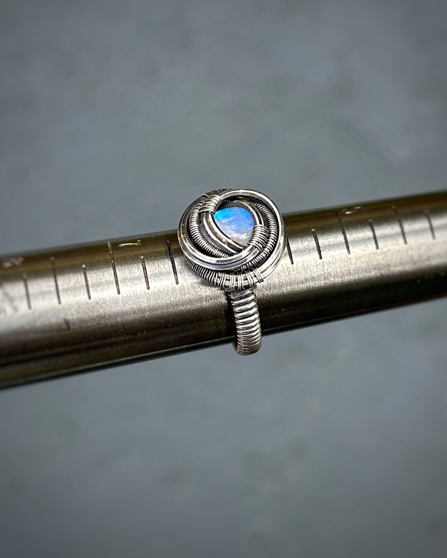 Moonstone Ring // Size 6 // Sterling Silver // Handmade Wire Wrap // Wrapped Ring // Festival Jewelry // Wire Flow // Art