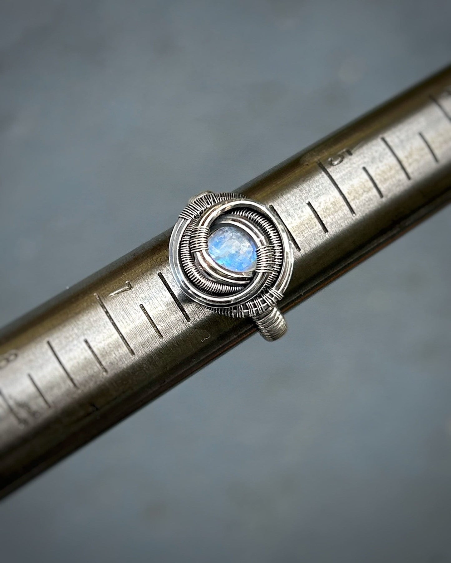 Moonstone Ring // Size 6 // Sterling Silver // Handmade Wire Wrap // Wrapped Ring // Festival Jewelry // Wire Flow // Art