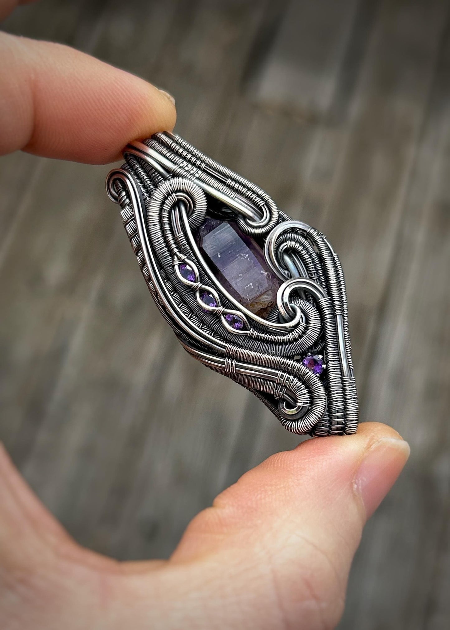 Purple Monochromatic Pendant // Amethyst // Wire Wrap // Festival Jewelry // Gems // Crystal // February Birthstone // Handmade Wire Art
