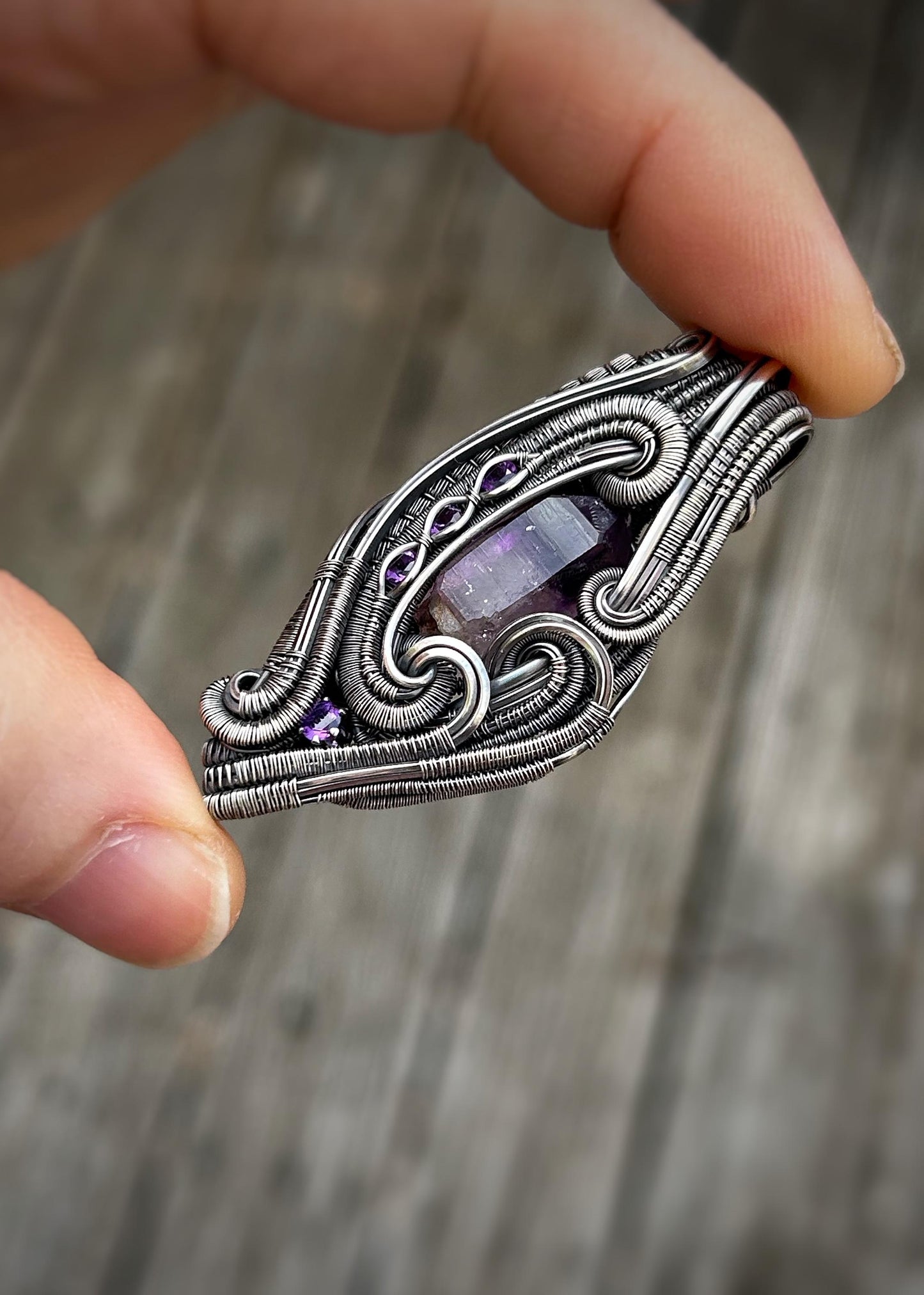 Purple Monochromatic Pendant // Amethyst // Wire Wrap // Festival Jewelry // Gems // Crystal // February Birthstone // Handmade Wire Art
