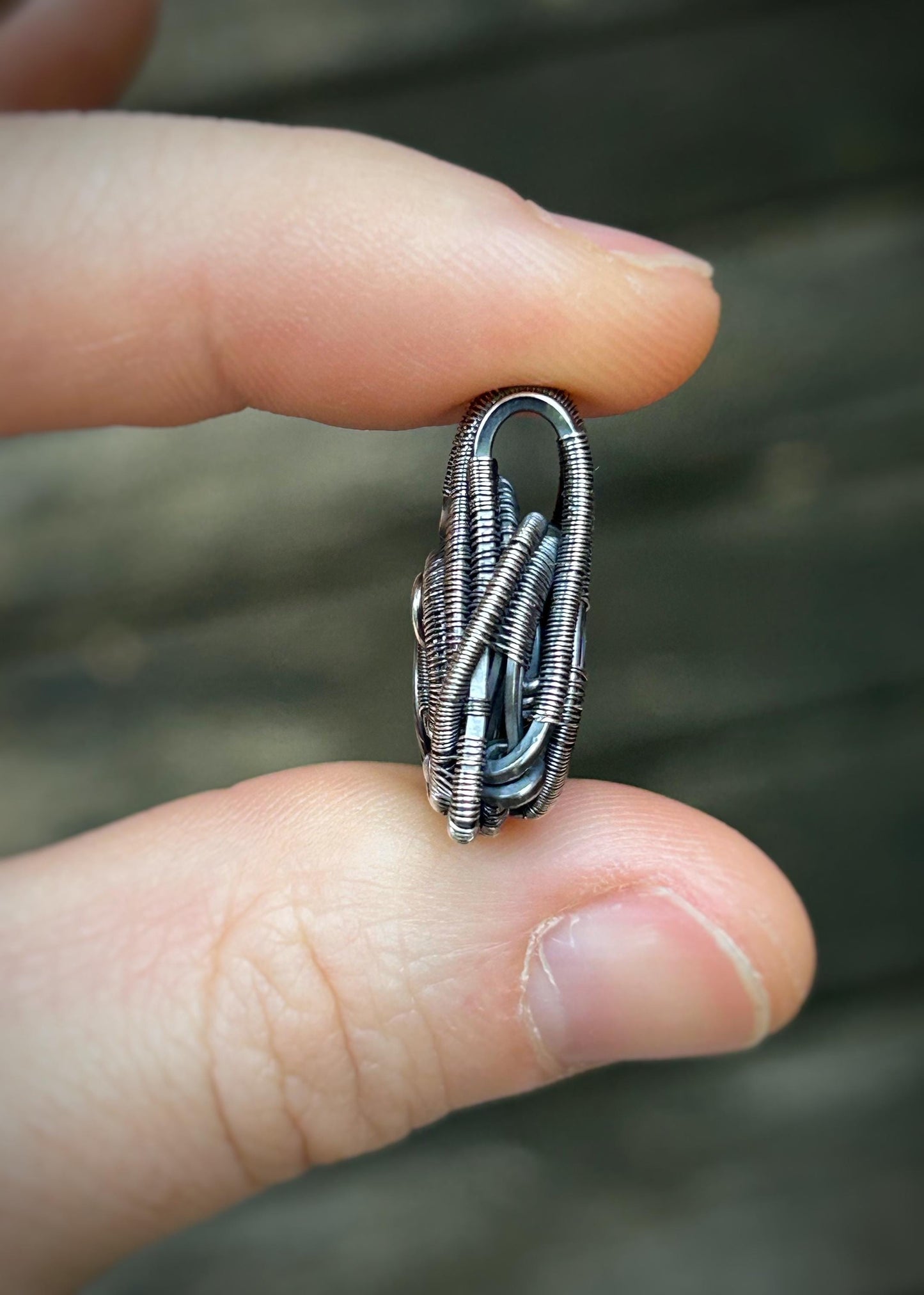 Triangular Opal Mini // Wire Wrapped Pendant // Ethiopian Welo Opal // Festival Jewelry // Oxidized Sterling Silver // Petite // Handmade