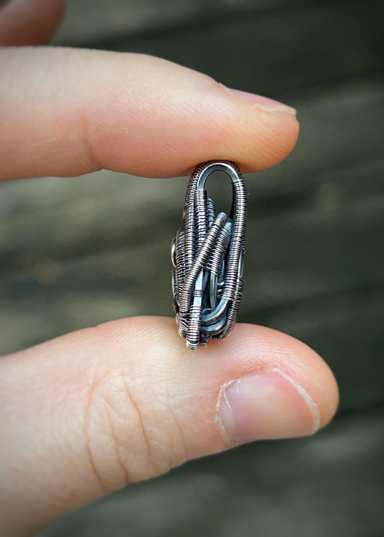 Triangular Opal Mini // Wire Wrapped Pendant // Ethiopian Welo Opal // Festival Jewelry // Oxidized Sterling Silver // Petite // Handmade