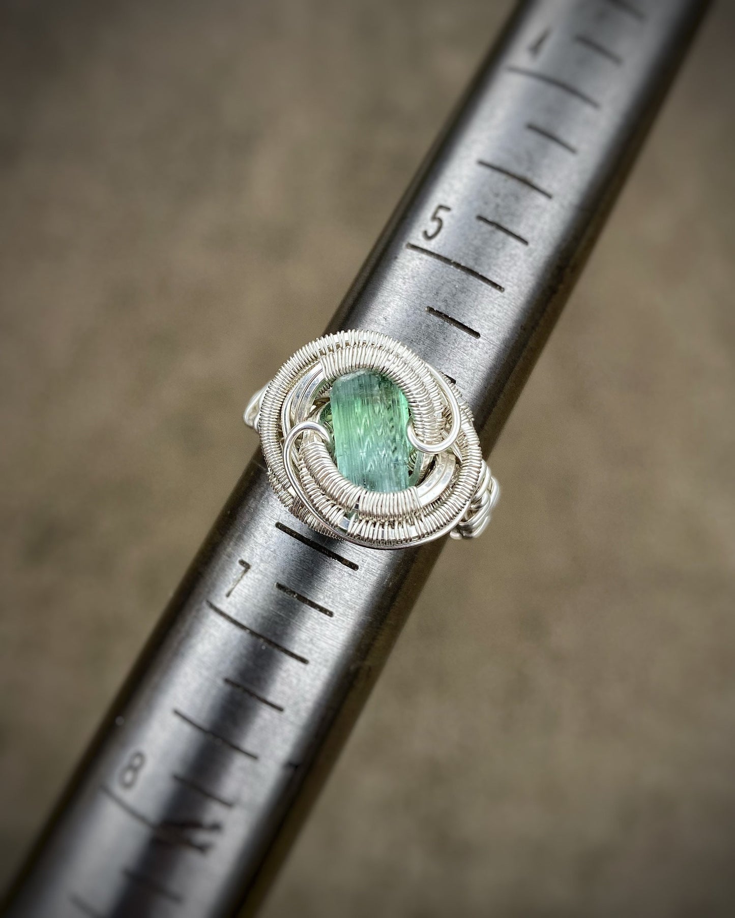 Blue Green Tourmaline // Wrapped Ring // Festival Jewelry // Sterling Silver // Wire Flow // Organic // Comfortable // Sexy Ring // Crystal