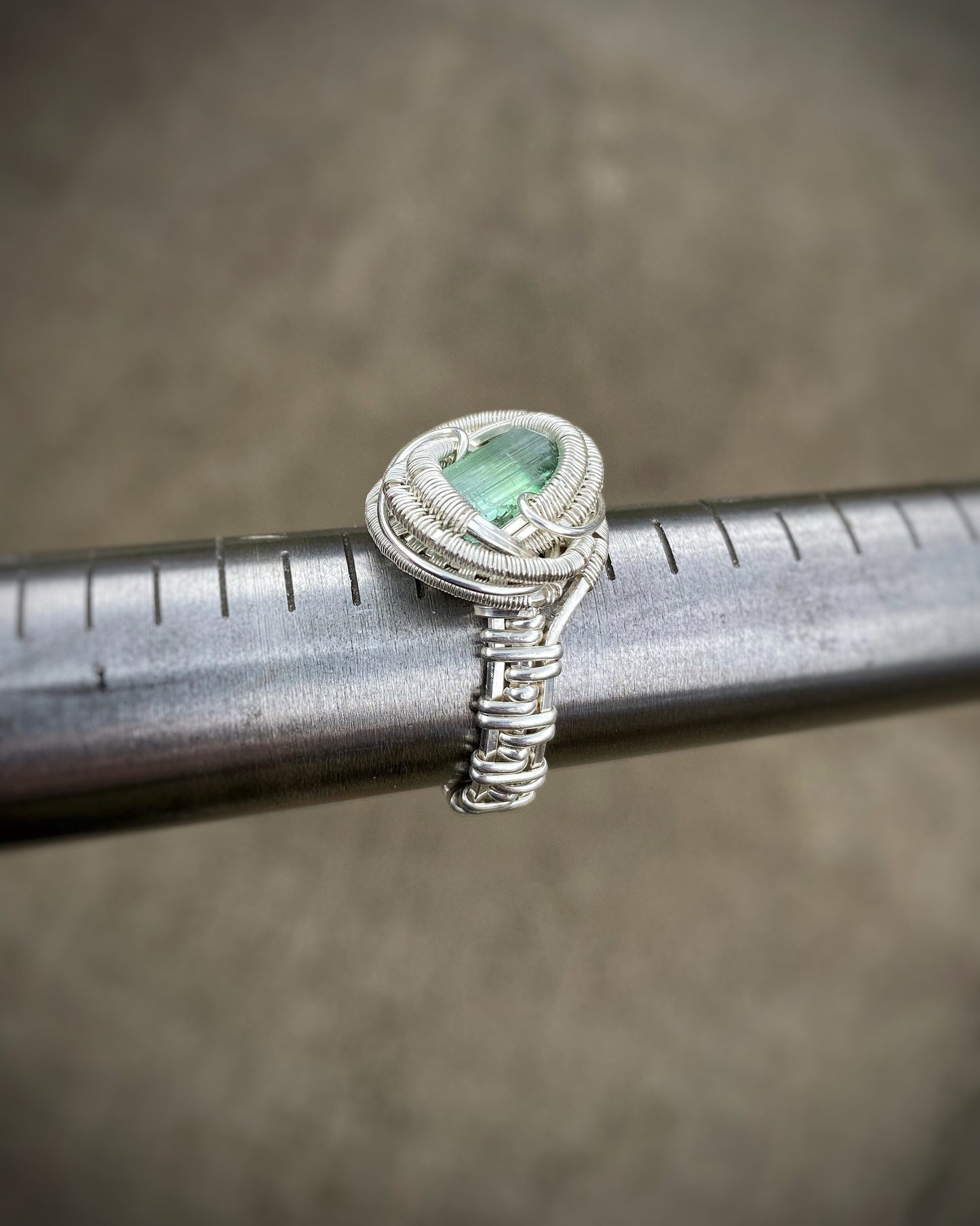 Blue Green Tourmaline // Wrapped Ring // Festival Jewelry // Sterling Silver // Wire Flow // Organic // Comfortable // Sexy Ring // Crystal