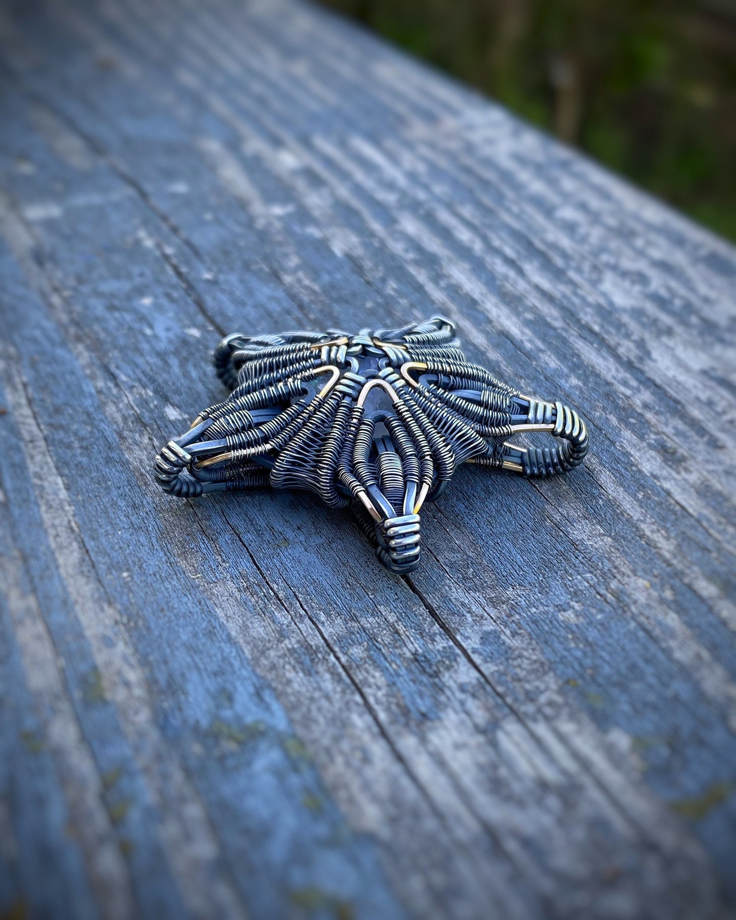 Star // Starfish Pendant // Oceanic // Wire Wrap // Oxidized Silver // Symmetrical // Festival Jewelry // Handmade Wire Art