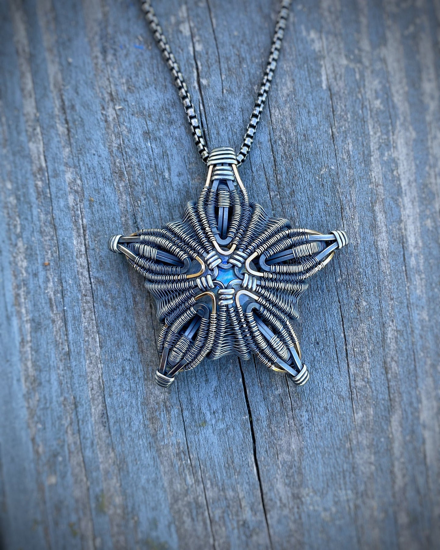Star // Starfish Pendant // Oceanic // Wire Wrap // Oxidized Silver // Symmetrical // Festival Jewelry // Handmade Wire Art
