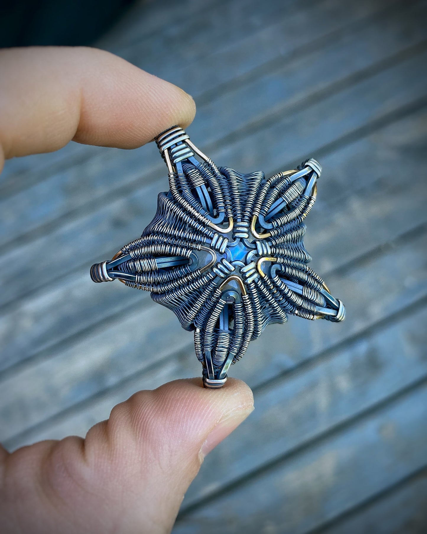 Star // Starfish Pendant // Oceanic // Wire Wrap // Oxidized Silver // Symmetrical // Festival Jewelry // Handmade Wire Art