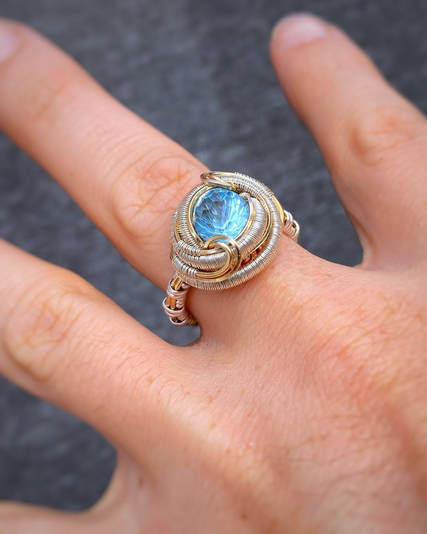 Blue Lagoon // Blue Topaz Ring // Size 10 // Sterling Silver // Gold Filled // Sexy Cocktail Ring // Faceted // Color Pop