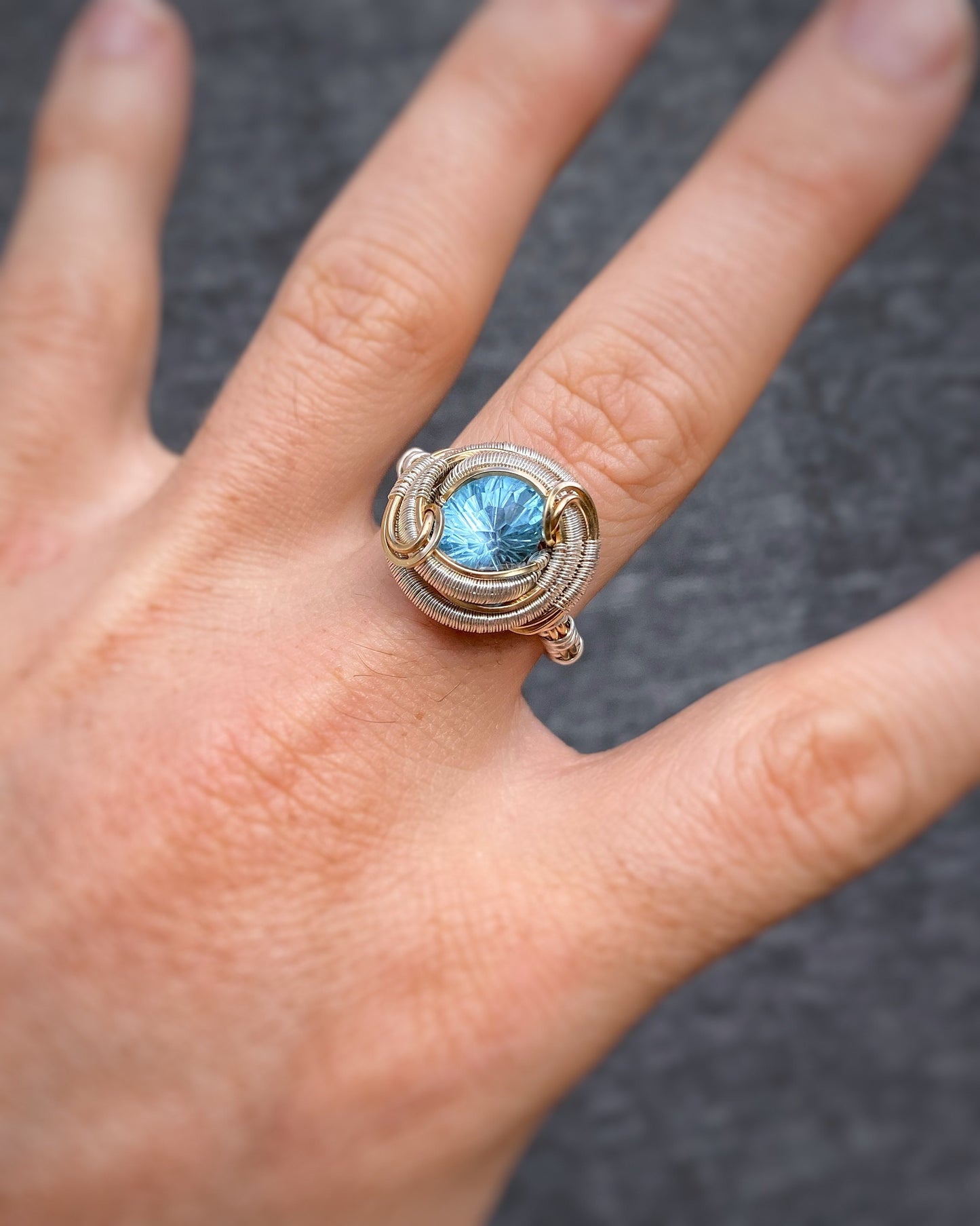 Blue Lagoon // Blue Topaz Ring // Size 10 // Sterling Silver // Gold Filled // Sexy Cocktail Ring // Faceted // Color Pop