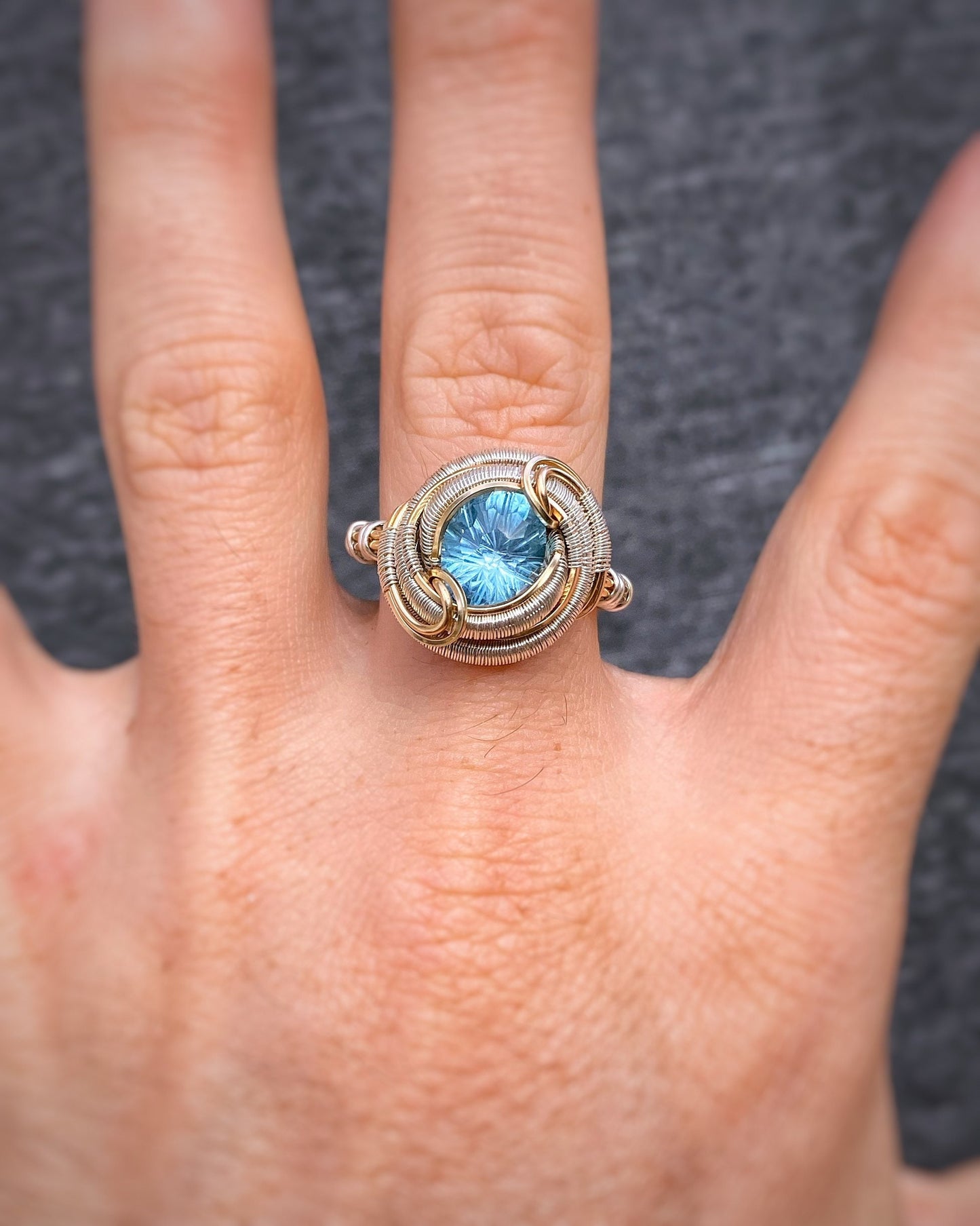 Blue Lagoon // Blue Topaz Ring // Size 10 // Sterling Silver // Gold Filled // Sexy Cocktail Ring // Faceted // Color Pop