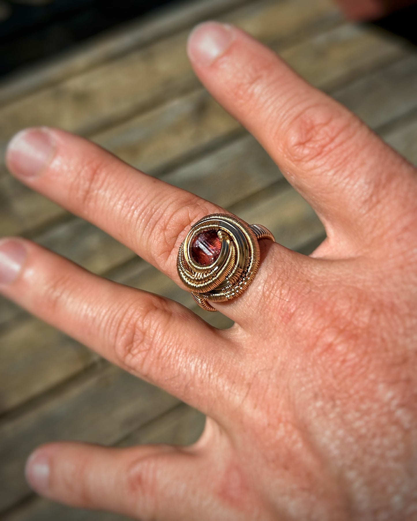 Rubellite Tourmaline Ring // Wire Wrapped Ring // Size 9 // Festival Jewelry // 14k Goldfill // Handmade Wire Art // Sexy Ring // Crystal