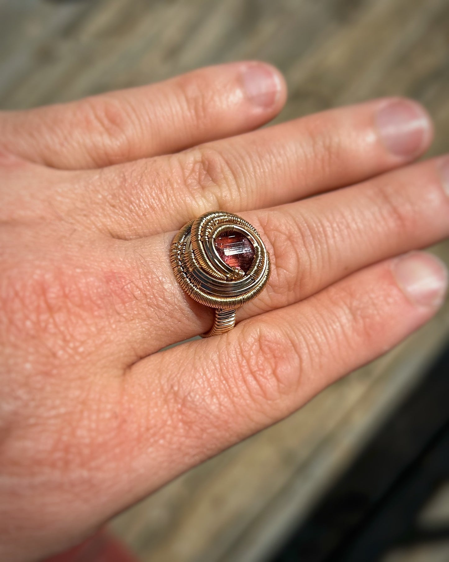 Rubellite Tourmaline Ring // Wire Wrapped Ring // Size 9 // Festival Jewelry // 14k Goldfill // Handmade Wire Art // Sexy Ring // Crystal