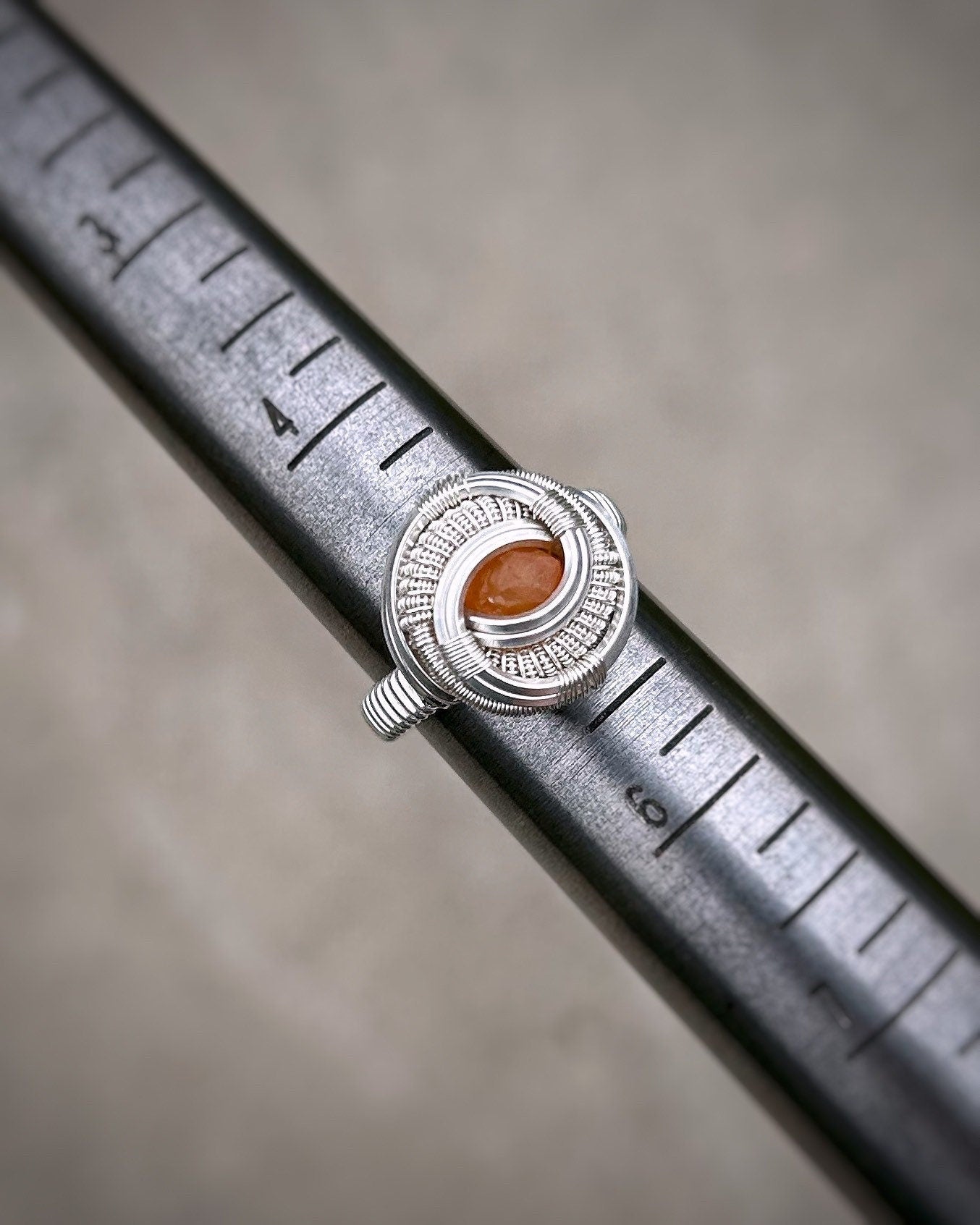 Garnet Ring // Size 5 // Sterling Silver // Spessertine Garnet // Circular // Festival Jewelry // Wire Wrapped Ring