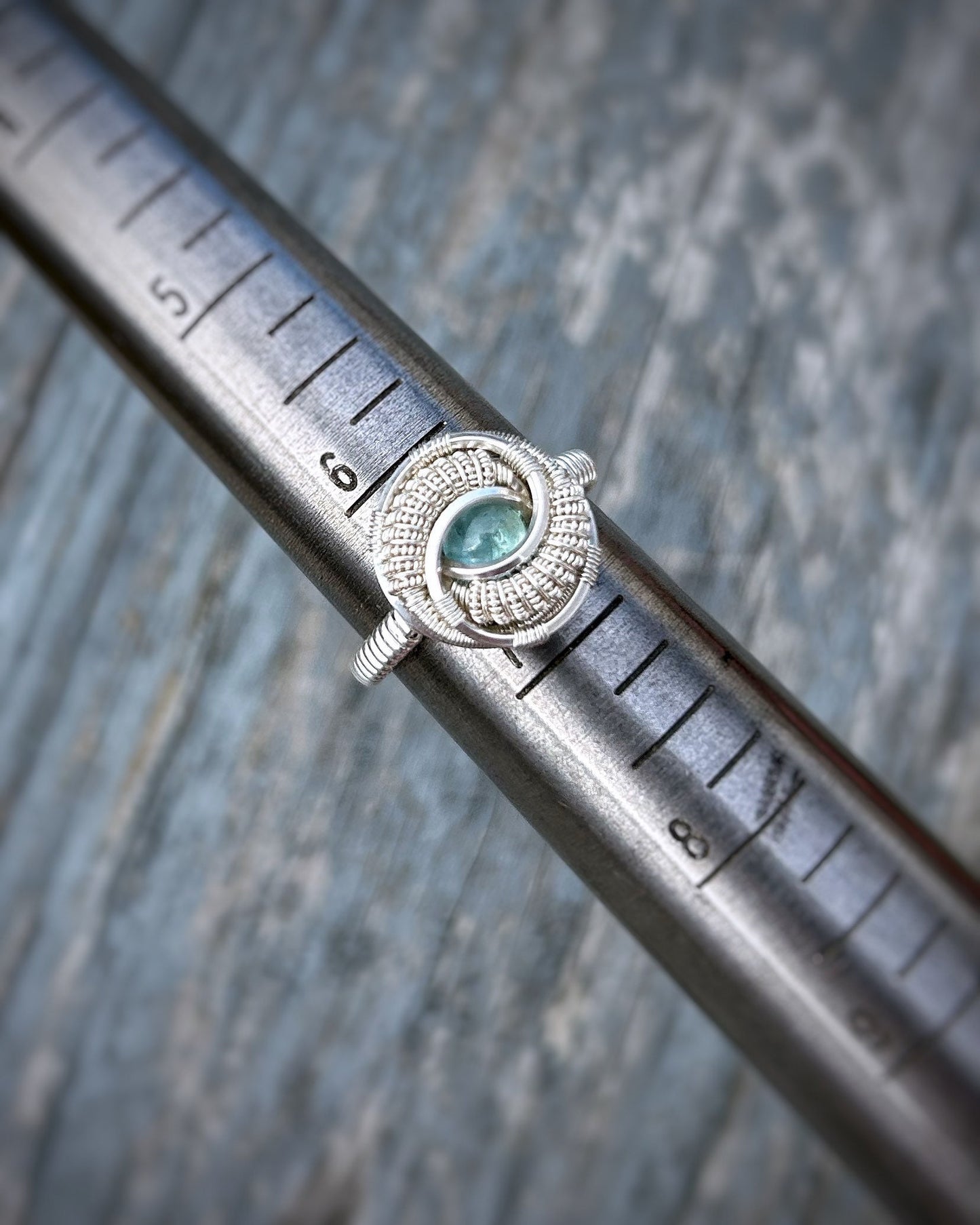 Aqua Ring // Size 6.5 // Wire Wrapped Ring // Sterling Silver // Festival Jewelry // Aquamarine // Handmade Wire Art // Comfortable