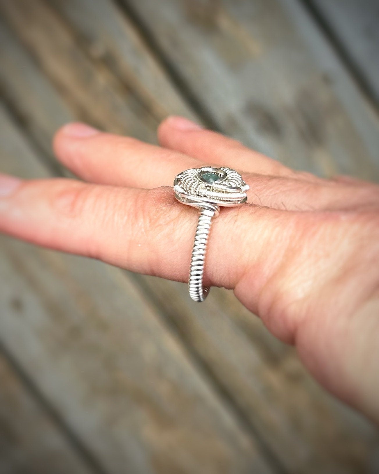 Aqua Ring // Size 6.5 // Wire Wrapped Ring // Sterling Silver // Festival Jewelry // Aquamarine // Handmade Wire Art // Comfortable
