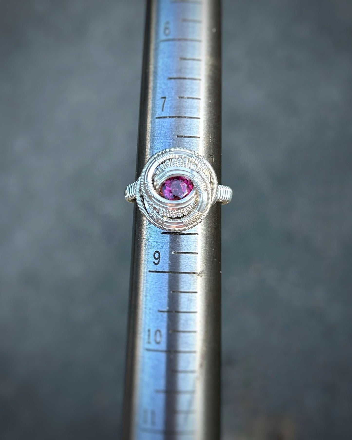 Rhodolite Garnet Ring // Sterling Silver // Size 8 // Festival Jewelry // Handmade Wire Art // Sexy Ring
