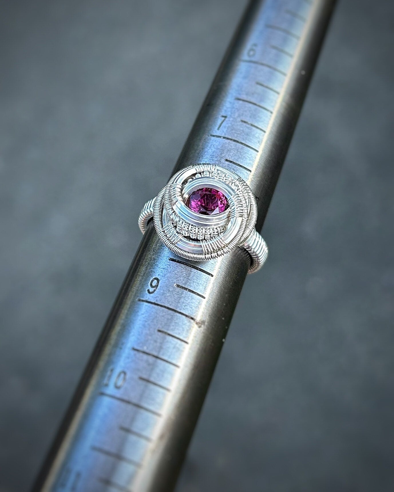 Rhodolite Garnet Ring // Sterling Silver // Size 8 // Festival Jewelry // Handmade Wire Art // Sexy Ring