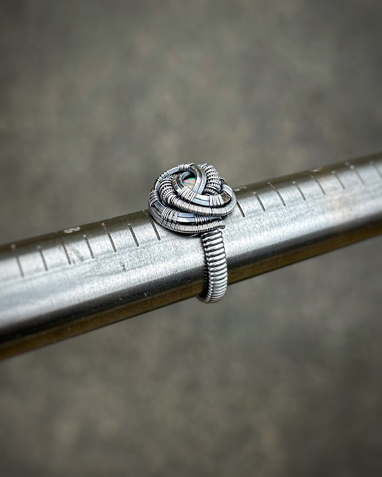 Opal Ring // Size 6.5 // Ethiopian Opal // Oxidized Sterling Silver // Sexy Ring // Wire Wrap // Circular // Comfortable // Handmade Art