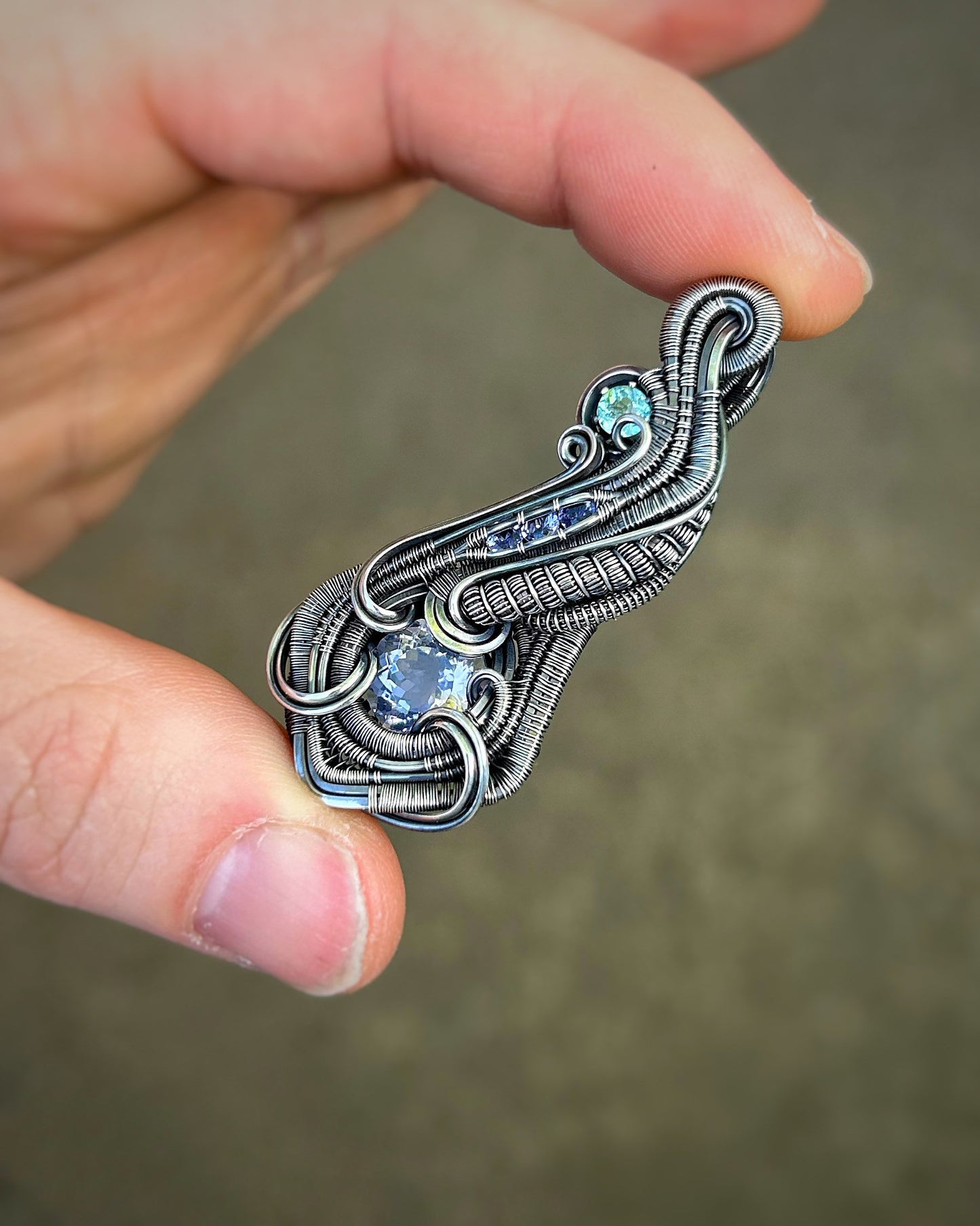 Pastels // Lavender Quartz // Tanzanite // Teal Apatite // Festival Jewelry // Wire Wrapped Pendant // Handmade // Sexy Wrap