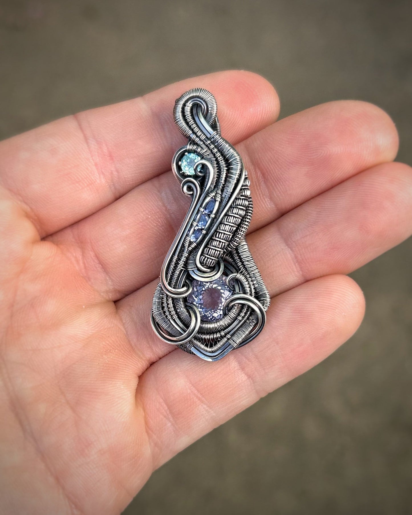 Pastels // Lavender Quartz // Tanzanite // Teal Apatite // Festival Jewelry // Wire Wrapped Pendant // Handmade // Sexy Wrap