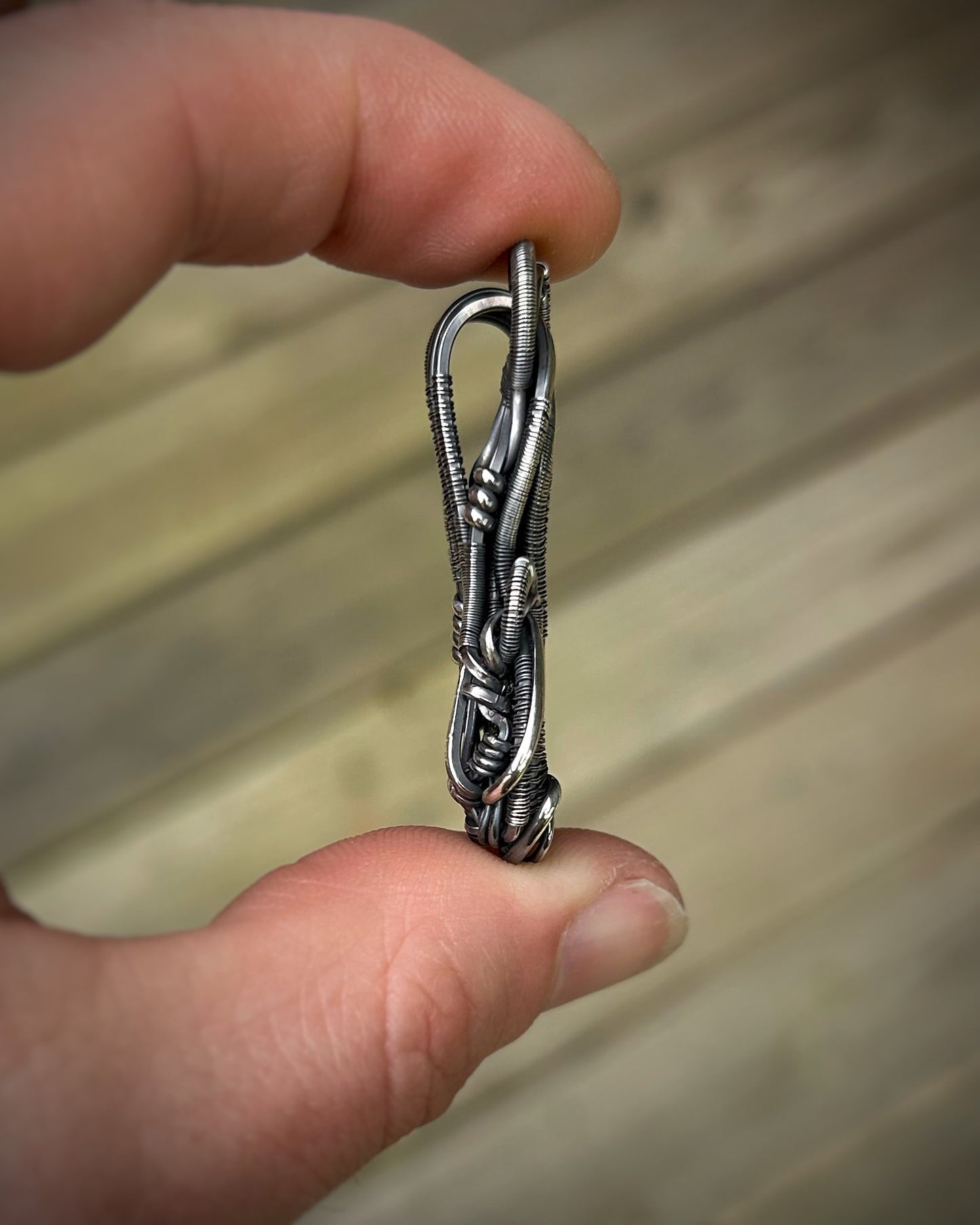 Moldavite mini pendant // Wire Wrap // Festival Jewelry // Oxidized Silver // Wire Flow // Handmade // Organic // Slender Bender // Sexy