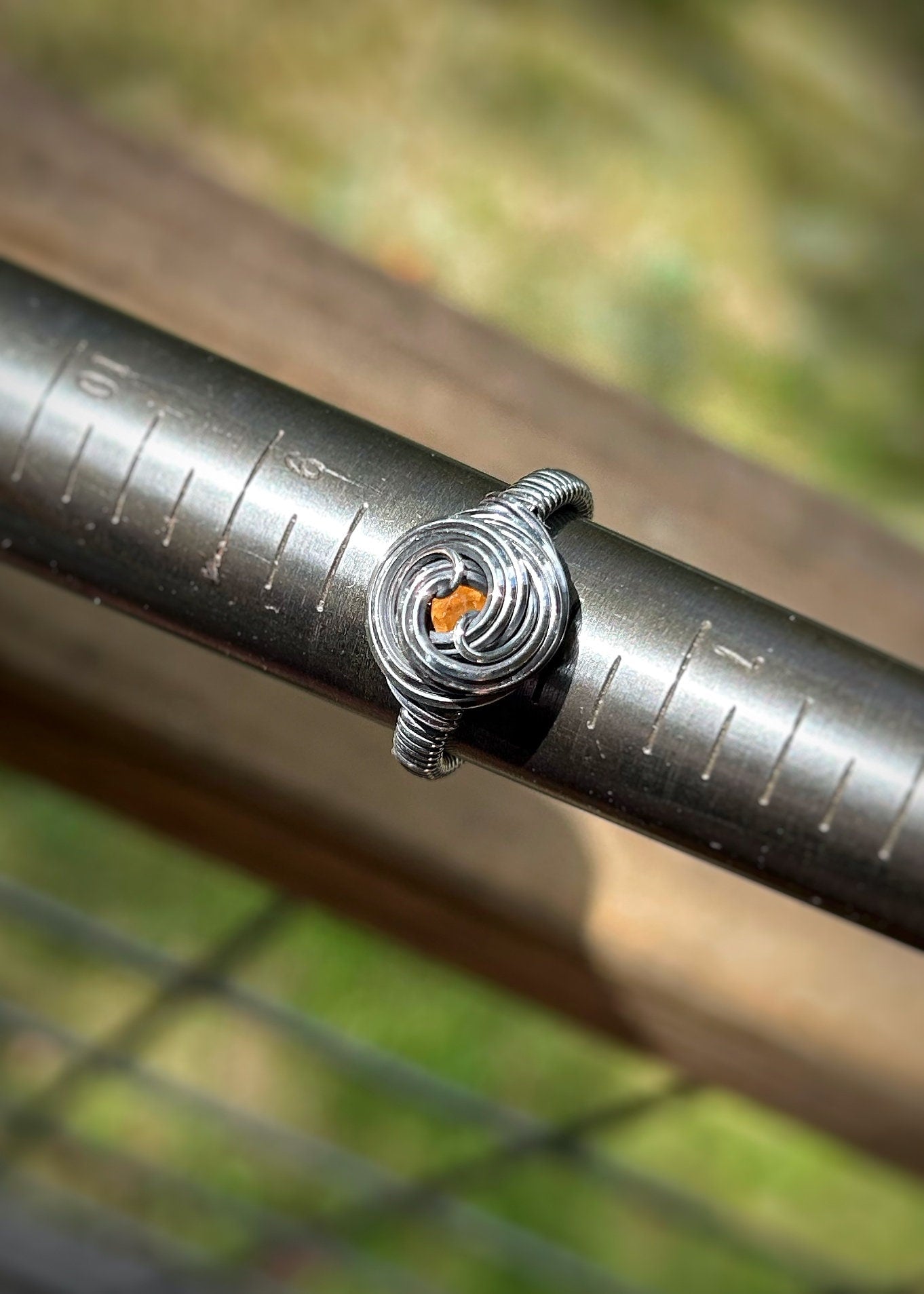 Garnet Ring // Spessertine // January Birthstone // Handmade Jewelry // Orange // Oxidized Silver // Festival Jewelry // Sexy Crystal Wrap
