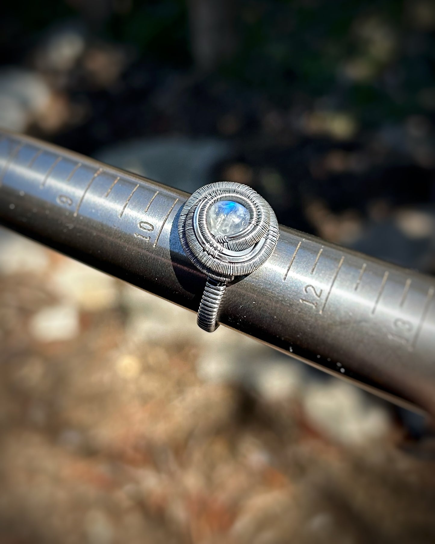 Moonstone Ring // Oxidized/Polished Silver // Size 11