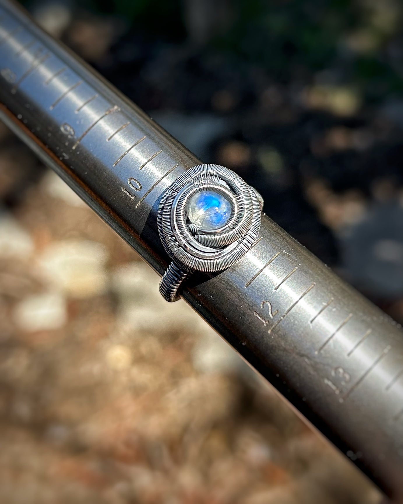 Moonstone Ring // Oxidized/Polished Silver // Size 11