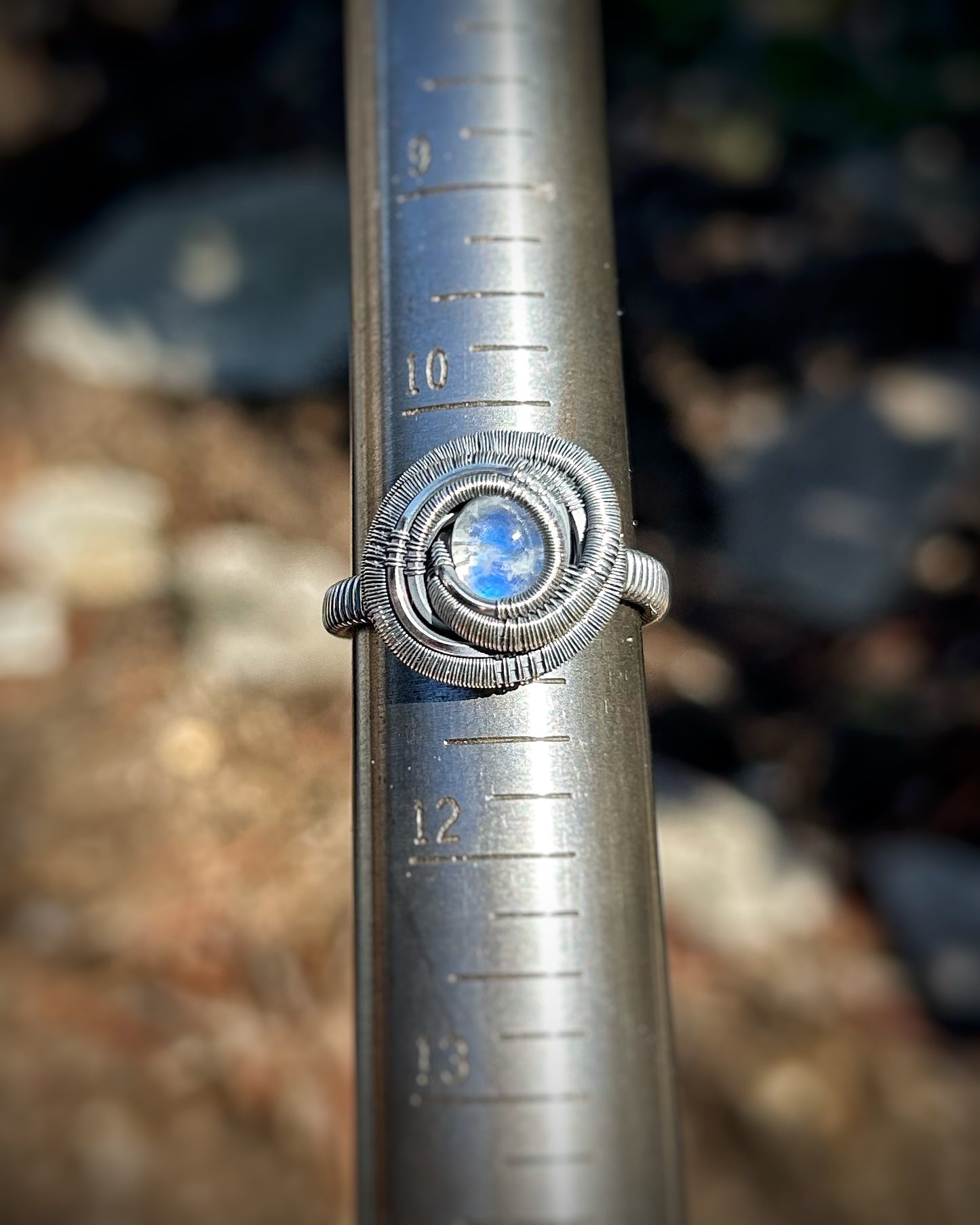 Moonstone Ring // Oxidized/Polished Silver // Size 11