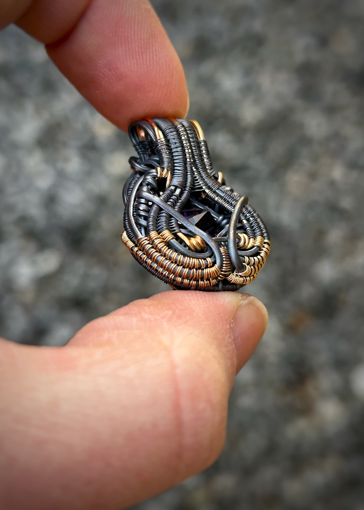 Purple Symmetry // Amethyst Jammer // Aquarius // Oxidized Silver // Mixed Metals // Goldfilled // Pendant // Festival Jewelry // Wire Wrap