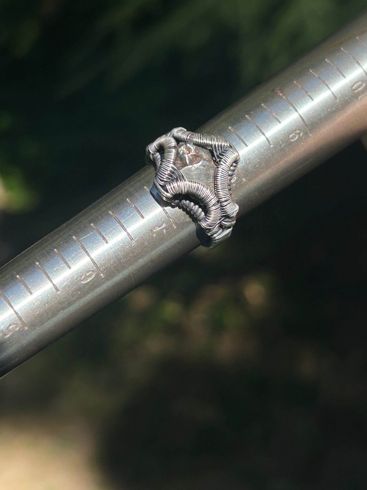 Meteorite Ring // Size 7.5 // Oxidized/Polished Sterling Silver // Wire Wrap // One of a Kind // Comfortable // Handmade