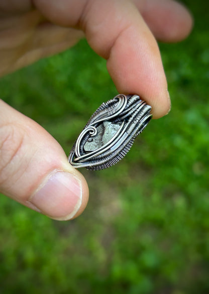 Meteorite Mini // Wire Wrapped Pendant // Oxidized Silver // Handmade Jewelry