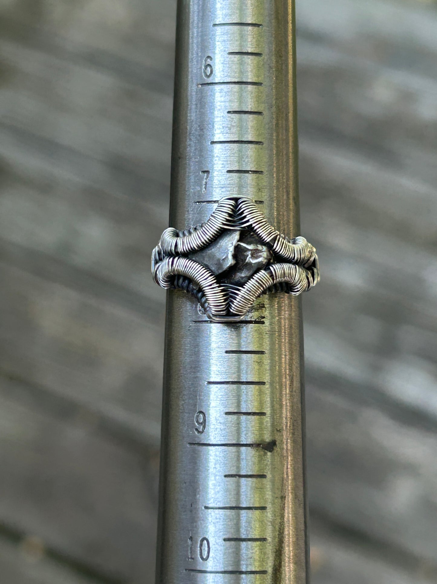 Meteorite Ring // Size 7.5 // Oxidized/Polished Sterling Silver // Wire Wrap // One of a Kind // Comfortable // Handmade