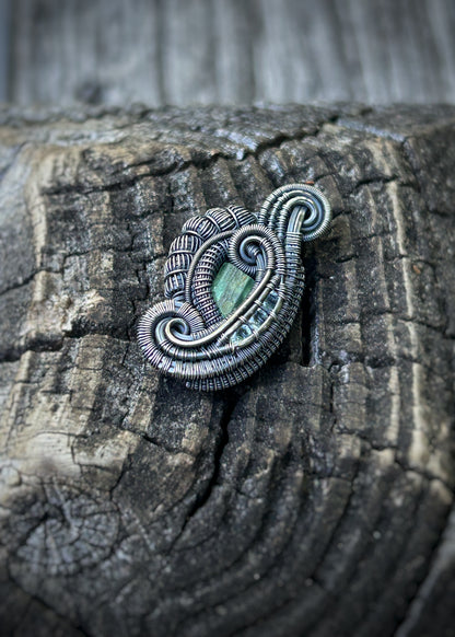 Beryl Mini Pendant // African Emerald // Aquamarine // Oxidized Sterling Silver // Festival Jewelry // One of a Kind // Handmade // Petite