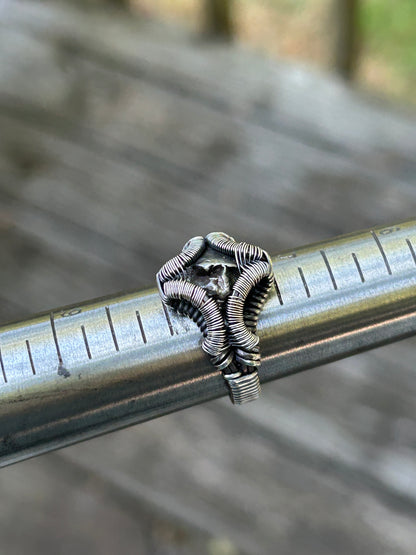 Meteorite Ring // Size 7.5 // Oxidized/Polished Sterling Silver // Wire Wrap // One of a Kind // Comfortable // Handmade