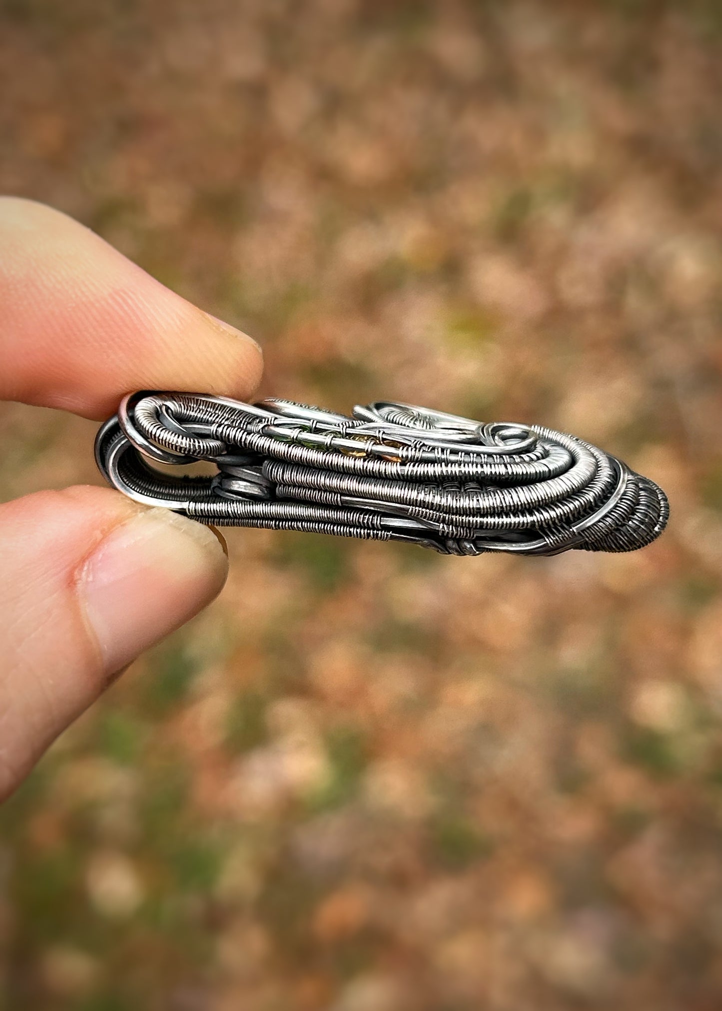 Autumnal Jammer Pendant // Garnet Crystals // Color Gradient // Festival Jewelry // Oxidized Silver Wire Wrap // Handmade Wire Art // Sexy
