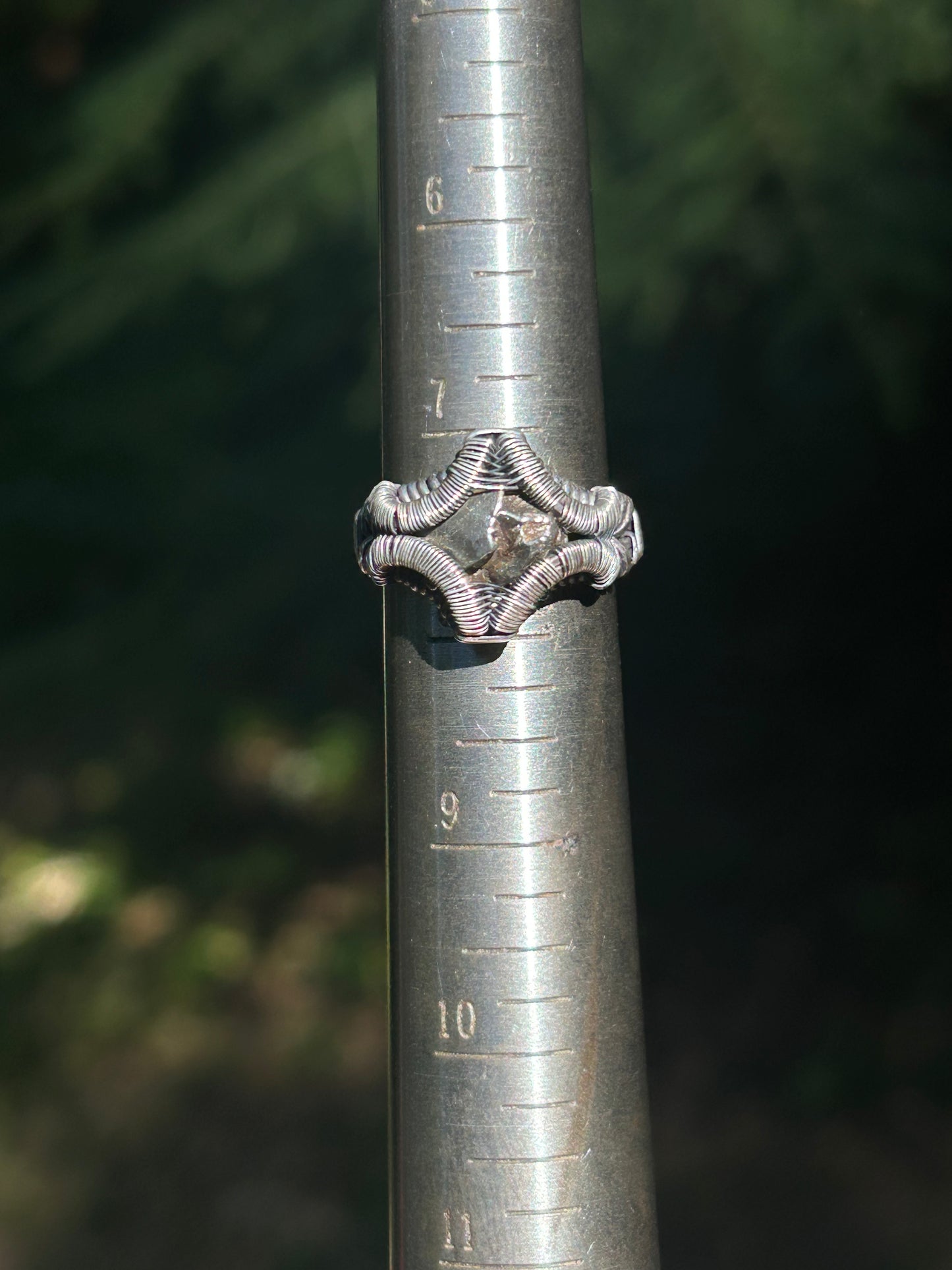Meteorite Ring // Size 7.5 // Oxidized/Polished Sterling Silver // Wire Wrap // One of a Kind // Comfortable // Handmade