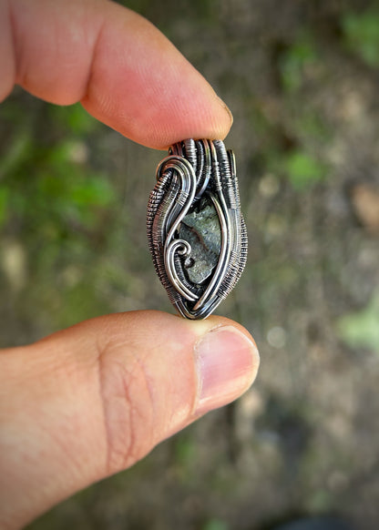 Meteorite Mini // Wire Wrapped Pendant // Oxidized Silver // Handmade Jewelry