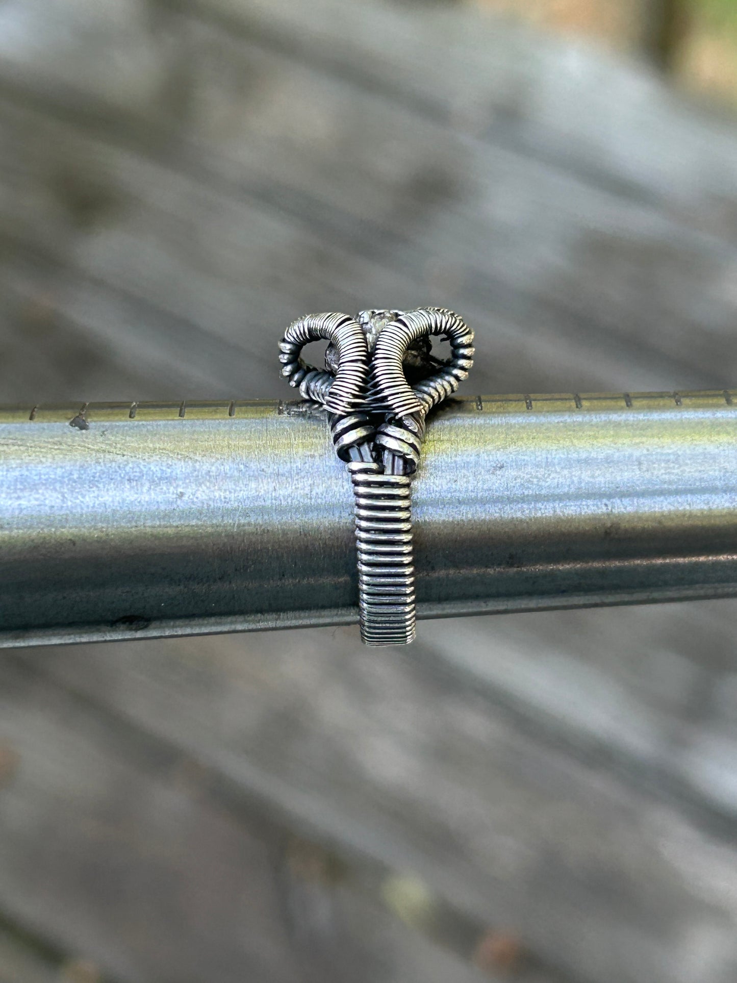 Meteorite Ring // Size 7.5 // Oxidized/Polished Sterling Silver // Wire Wrap // One of a Kind // Comfortable // Handmade