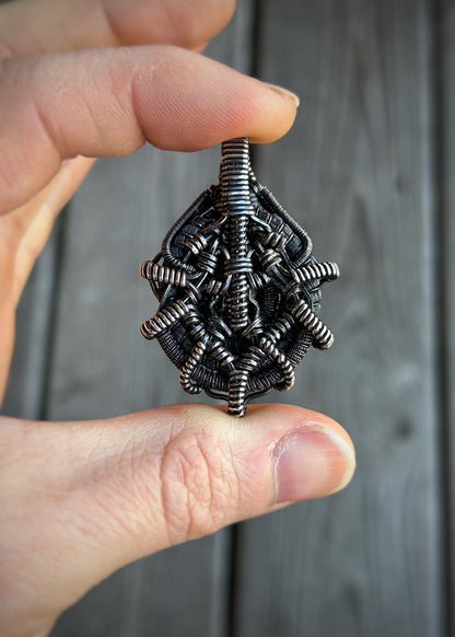 Pistachio Pearl // Tahitian Pearl // Symmetrical Pendant // Festival Jewelry // Wire Wrap // Oxidized Silver // Handmade Wire Art