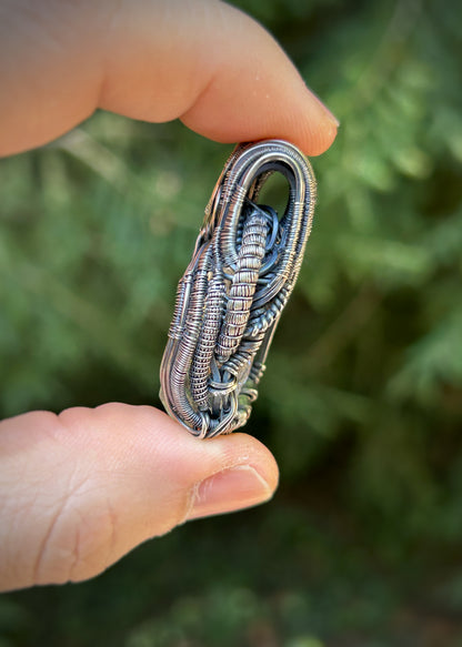 Petroleum-included Quartz Crystal // Wire Wrapped Pendant // Sterling Silver // Citrine // Demantoid Garnet // Festival Jewelry // Organic