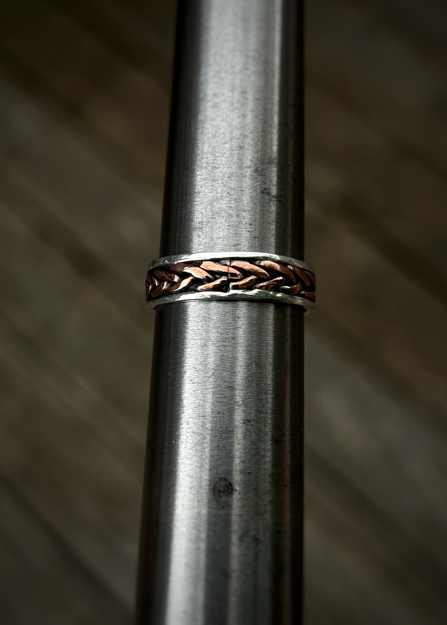 5 strand fish tail braid // Sterling silver and copper // wire wrapped ring band // braided //handmade ring // mixed metals // comfortable