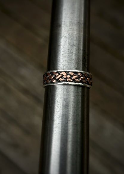 4 Strand, 8 wire braid // Sterling silver and copper // wire wrapped ring band // braided //handmade ring // mixed metals // comfortable