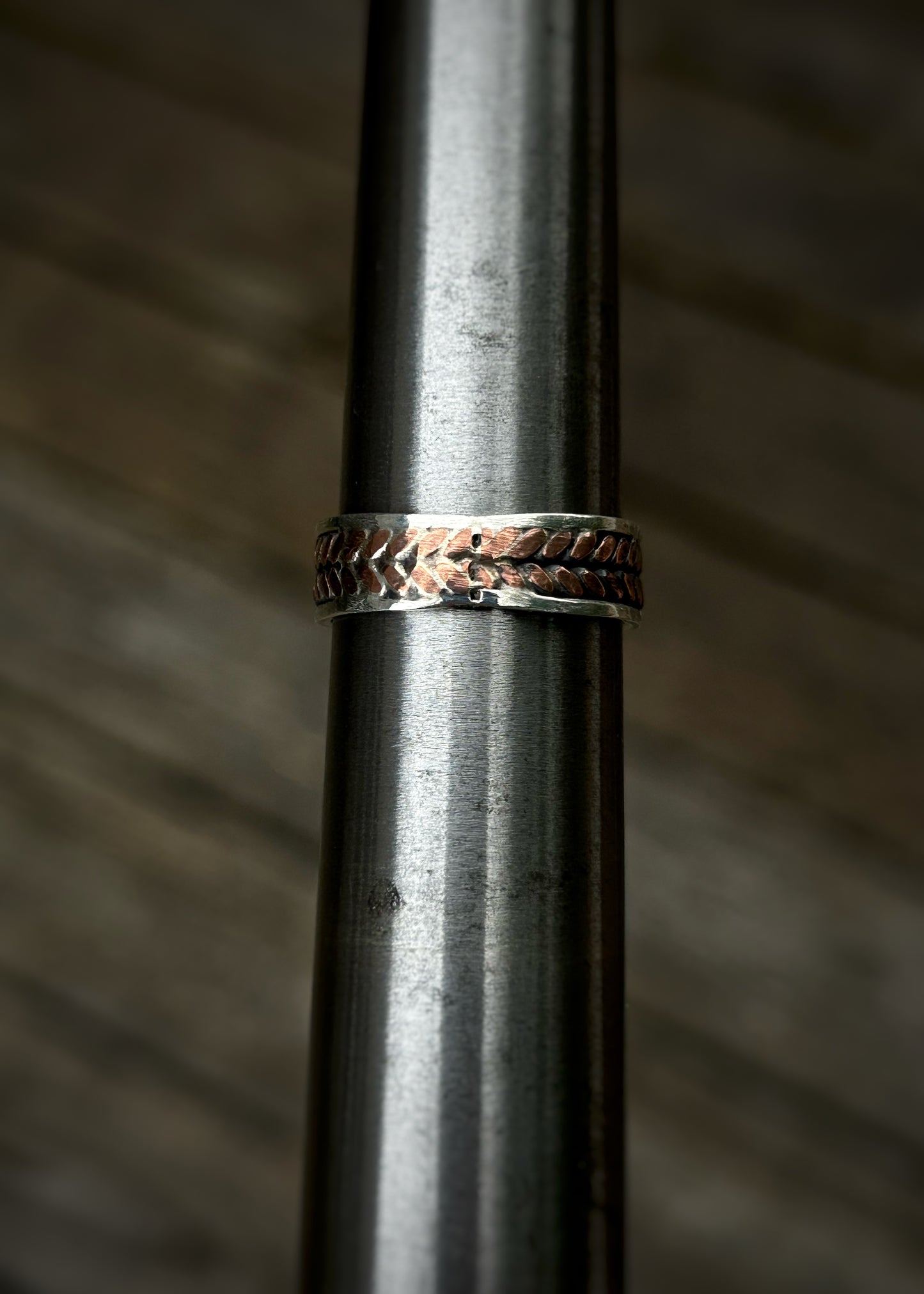 Two-wire wheat braid // Sterling silver and copper // wire wrapped ring band // braided //handmade ring // mixed metals // comfortable
